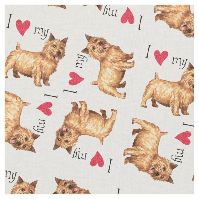 Tissu J'aime mon Norwich Terrier (Fermer)