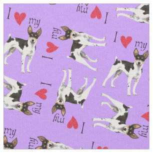 Tissu J'aime mon Rat Terrier