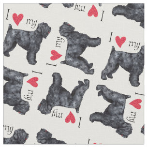Tissu J'aime mon russe noir Terrier