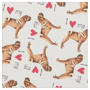 Tissu J'aime mon Shar-Pei chinois
