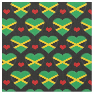 Tissu Jamaica Flag & Red Heart fashion Fabric / reggae