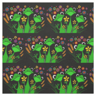 Tissu Jardin des grenouilles et des cattails d'arbres am