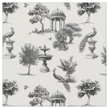 Jardin exotique oiseaux paons Toile de jouy