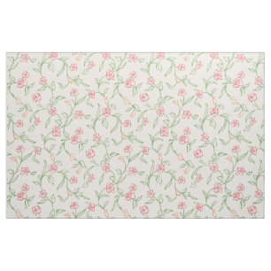 Tissu Jardin fleuri rose