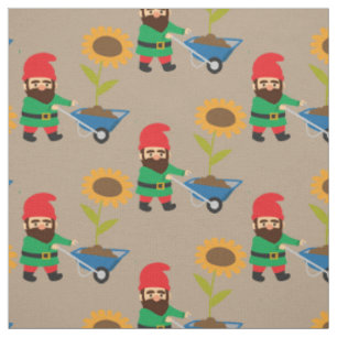 Tissu Jardin gnome joli thème de jardinage