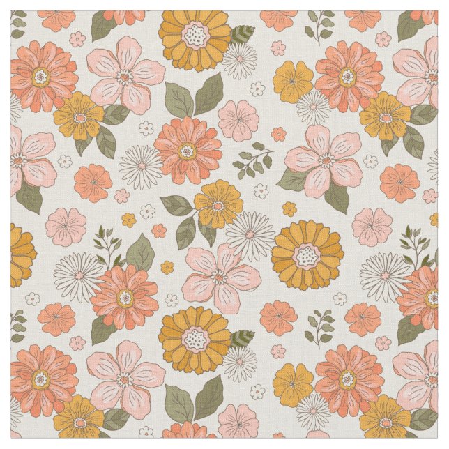 Tissu Jardin rose et orange Motif (Fermer)