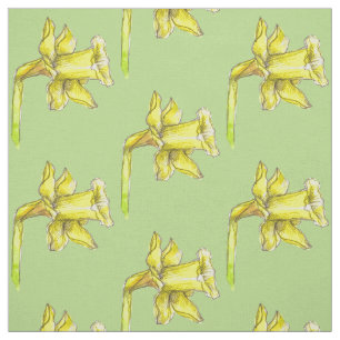Tissu Jaune Daffodique vert printemps