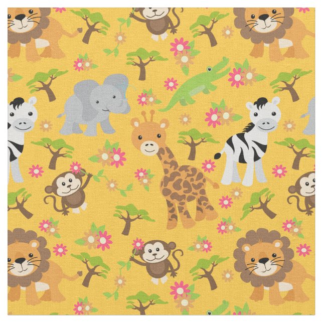 Tissu jaune de safari de bébé (Fermer)