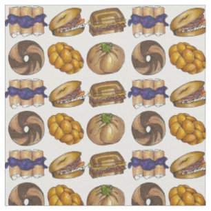 Tissu Jaune Deli Food Bagel Knish Challah Blintz Pickle