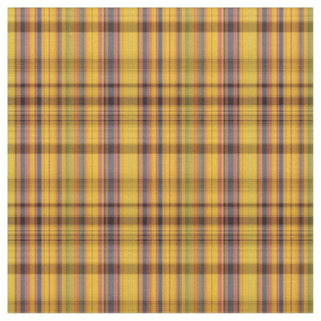 Tissu Jaune Plaid Or Avec Vert Rouge Bleu (Fermer)