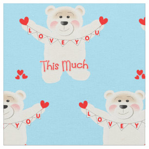 Tissu Je T'Aime Autant Que Mignonne Teddy Bear Novelty