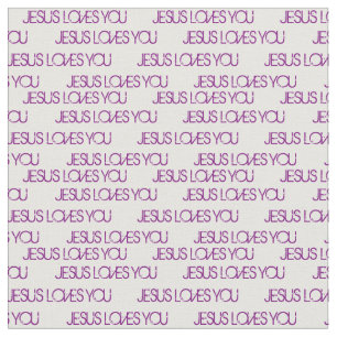 Tissu Jésus T'Aime Le Grunge Violet Blanc