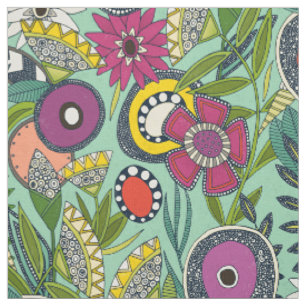 Tissu joie menthe florale