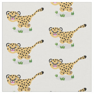 Tissu Joli bébé guépard en cours de dessin animé illustr