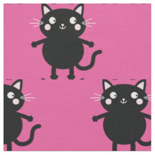 Tissu Joli Cartoon rose Chats Noirs Baby Nursery Salle p