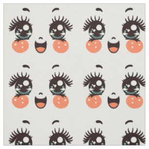 Tissu joli dessin animé poupée visage illustrations