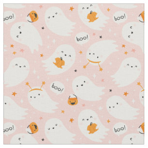 Tissu Joli Fantômes d'Halloween avec citrouilles sur ros
