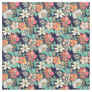 Tissu Joli Fille rose Floral Golden Strokes Design