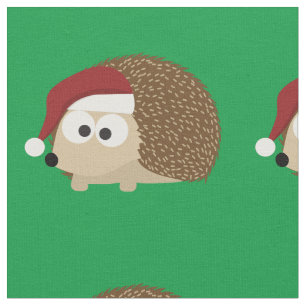 Tissu Joli hérisson de Noël portant un chapeau de Père N