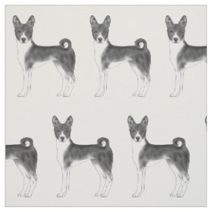 Tissu Joli motif d'un chien Basenji en noir et blanc