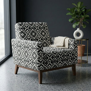 Tissu Joli Motif géométrique noir et blanc élégant