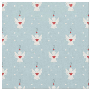 Tissu Joli Noël Angel Rouge Amour Coeur Pastel Bleu
