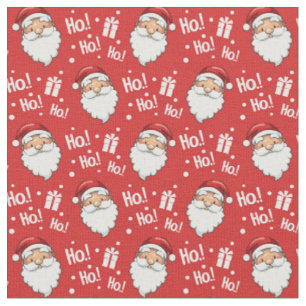 Tissu Joli Noël Père Noël Ho Ho Ho Rouge Blanc