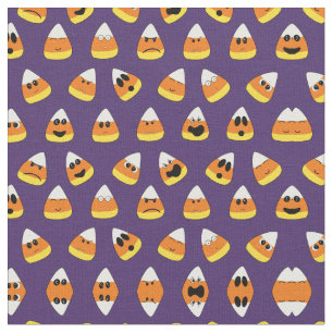 Tissu Joli orange violet Halloween Emoji Candy Corn