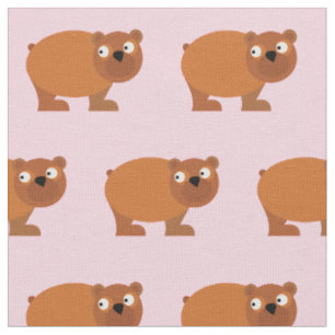 Tissu Joli Ours Brun Enfant Bébé Nounou Rose Clair