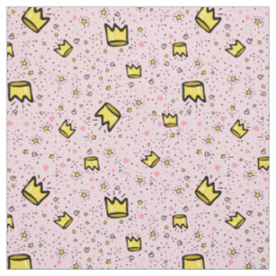 Tissu Joli Pastel rose Motif de gribouillis de couronne