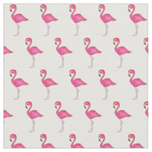 Tissu Joli rose Blanc Tropical Island Flamants roses d'o