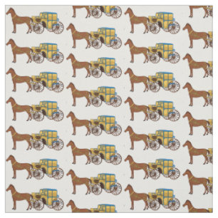 Tissu Jolie illustration de cheval et de calèche royale
