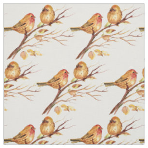 Tissu Jolis Petits Oiseaux Moineaux Couple Nature aquare