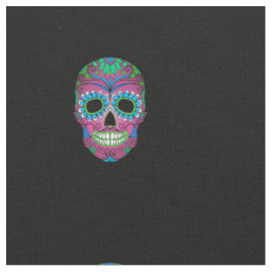 Tissu Jour coloré du crâne grunge mort de sucre