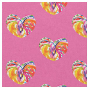Tissu Joy Hearts Rainbow Fabric Matériel d'art
