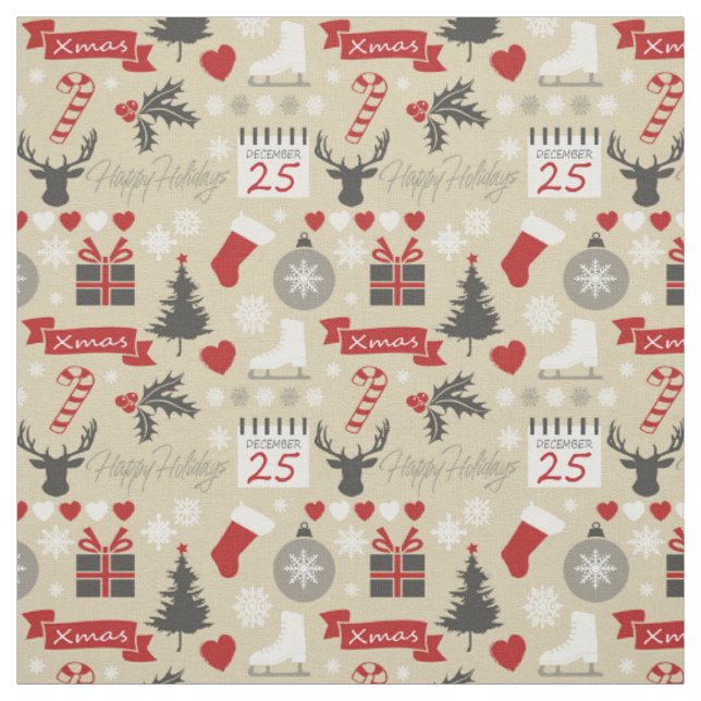 Tissu Joyeuses fêtes (Échantillon)