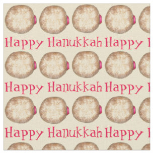 Tissu Joyeux Hanoukka Chanukah Jelly Donut Sufganiyah