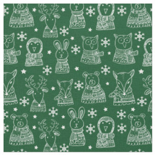 Tissu Joyeux Noël mignonne Motif animal de vacances