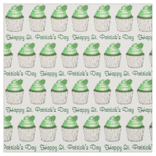Tissu Joyeux St. Patrick's Day Green Shamrock Cupcake