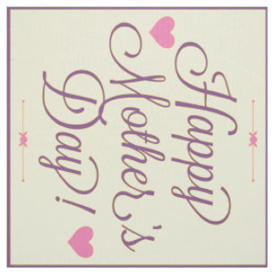 Tissu Joyeux Texte De La Fête Des Mères En Violet Et Ros
