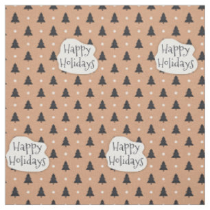 Tissu Joyeux vacances motif de pins