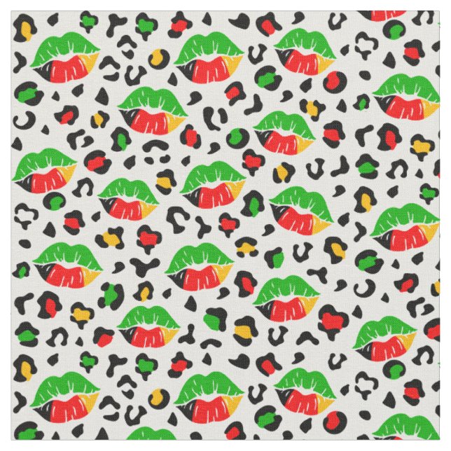 Tissu Junetdix Lips Baisers Leopard Spots Motif (Fermer)