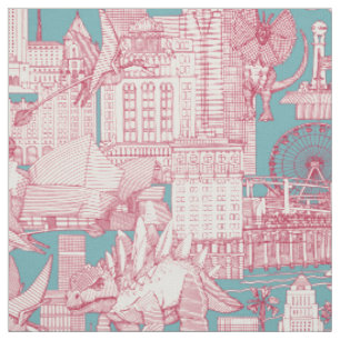 Tissu Jurassic LA toile viva magenta turquoise