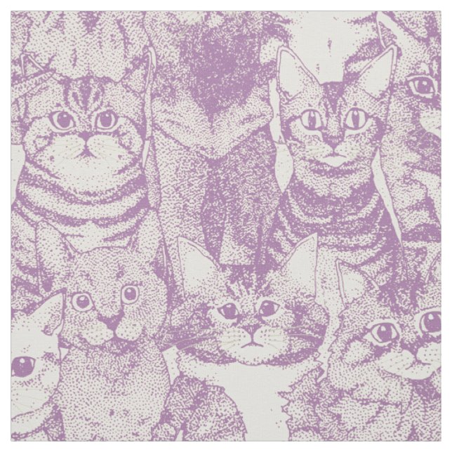 Tissu juste chatons violet (Échantillon)