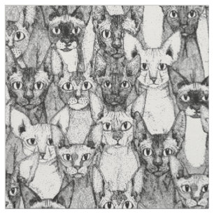 Tissu juste des chats sphynx noir blanc
