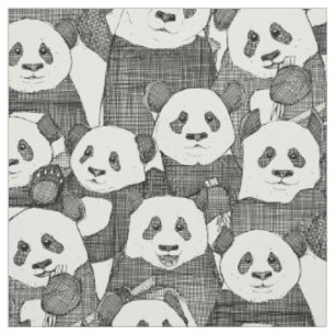 Tissu juste panda porte noir naturel