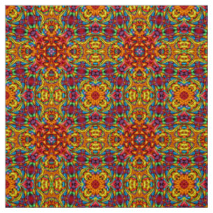 Tissu Kaléidoscope vintage rouge bizarre de fractale de