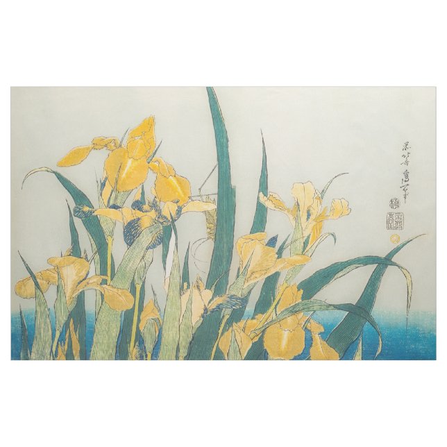 Tissu Katsushika Hokusai - Grasshopper et Iris (Yard)