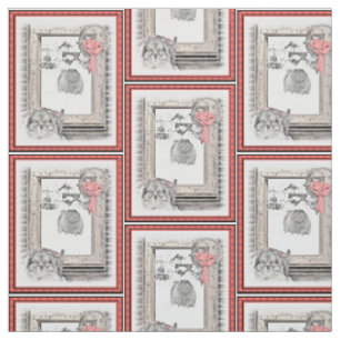 Tissu Keeshond Noël hiver fenêtre Peinture Chien Art