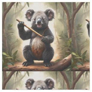 Tissu Koala Avec Une Flûte,